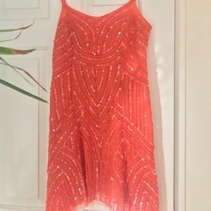 Free People coral sequin mini dress